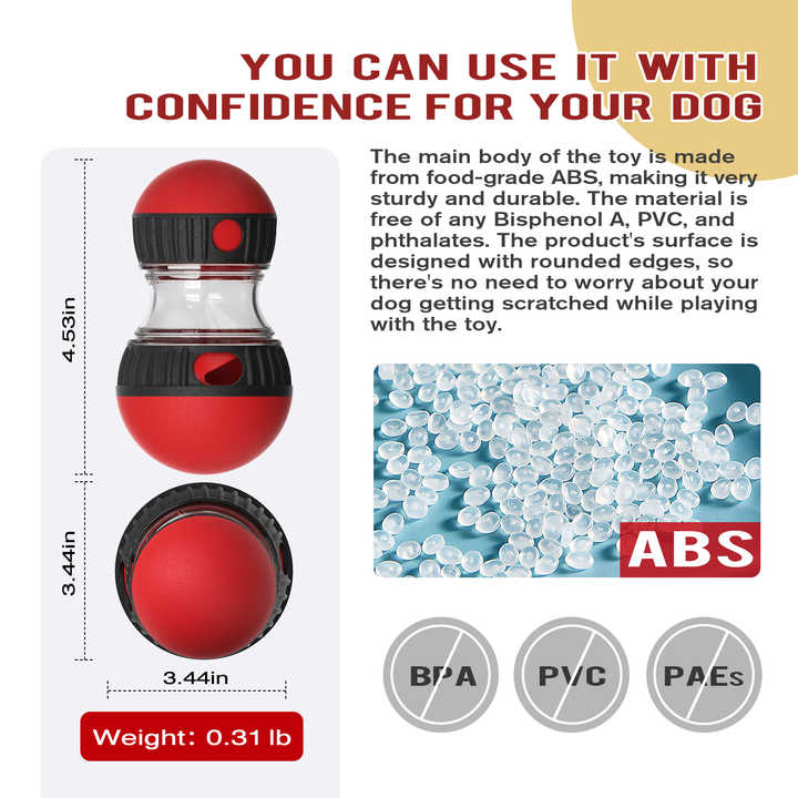 Dog Slow Feeder Toy Interactive - Food Dispenser Ball for Healthy Digestion